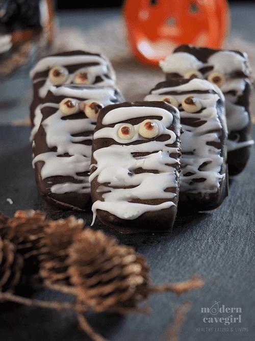 Keto batoniki dyniowe Mumie paleo low carb halloween