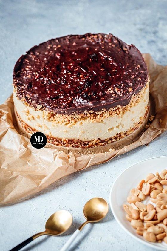 Ciasto Snickers wegańskie zdrowe bez pieczenia