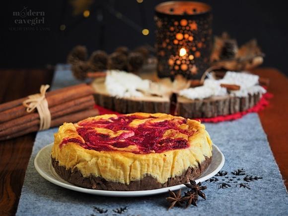 Keto sernik mandarynkowy z żurawiną