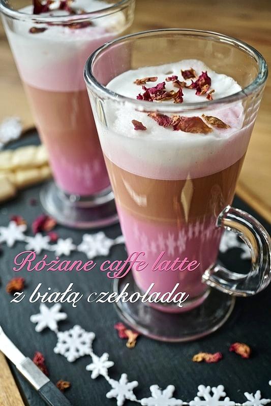 Różane caffe latte z białą czekoladą