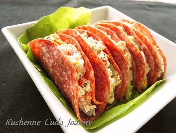 Tacos z salami i galaretką warzywną