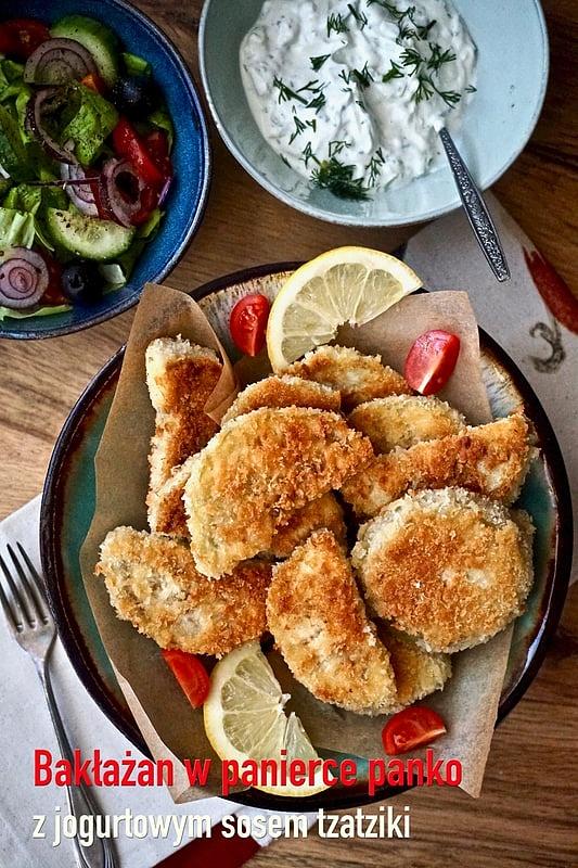 Bakłażan w panierce panko z jogurtowym sosem tzatziki