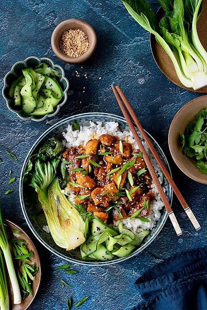 Tofu po chińsku w sosie pomarańczowym