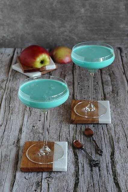 Blue apple rum drink