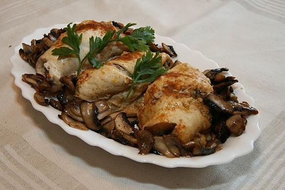 Roladki z pieczarkami