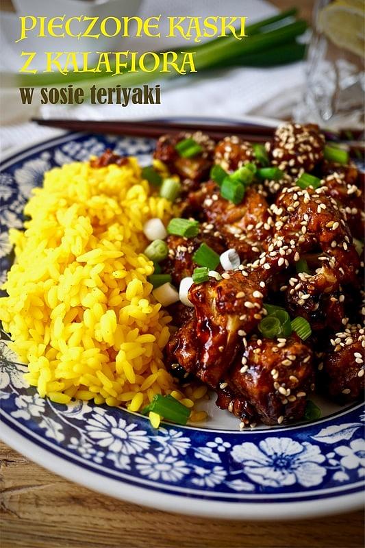 Pieczone kąski z kalafiora w sosie teriyaki