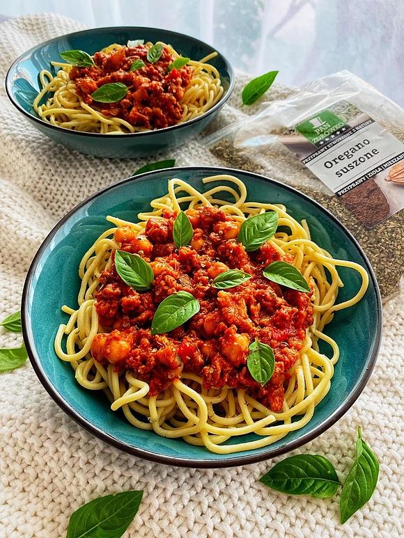 Spaghetti Bolognese wege z mięsem i ciecierzycą