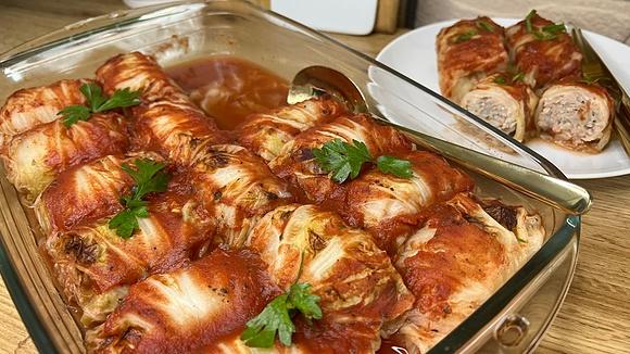 Pieczone gołąbki z kapusty pekińskiej