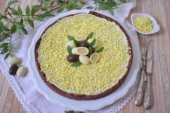 Krucha tarta z kremem pistacjowym