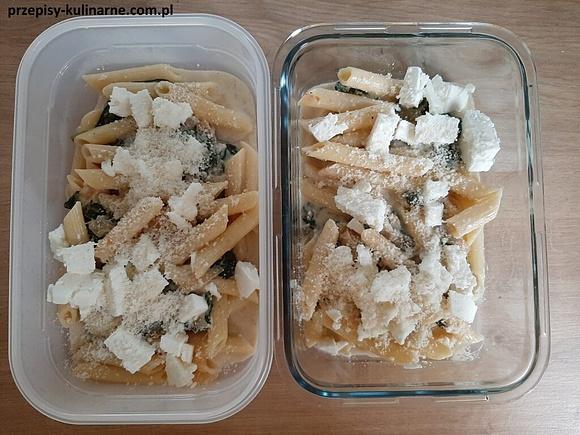 Makaron ze szpinakiem, fetą i grana padano
