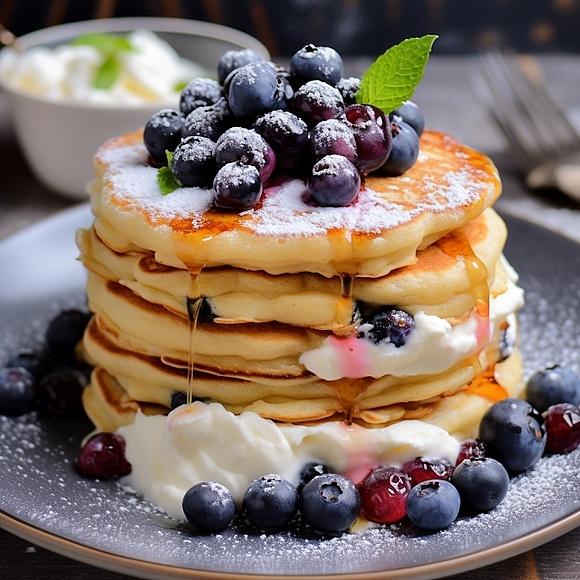 Puszyste pancakes z jagodami
