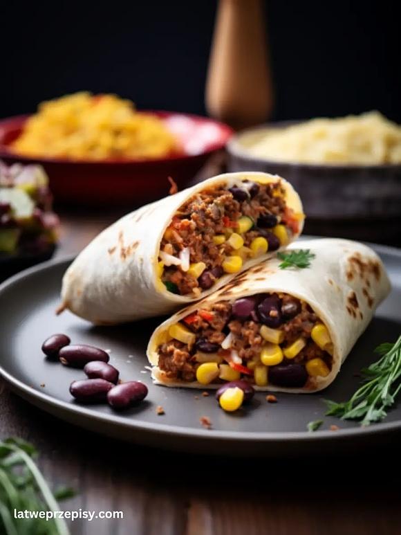 Tortilla z mięsem mielonym i czerwoną fasolą