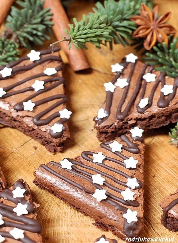 Korzenne choinki brownie - świąteczne ciastka czekoladowe