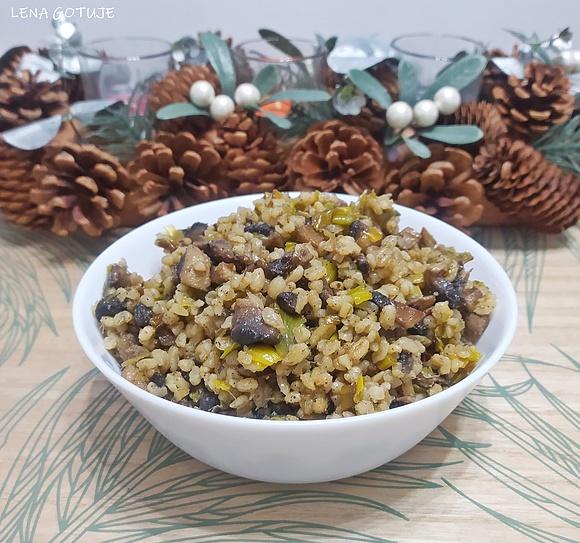 Kasza bulgur z pieczarkami i porem