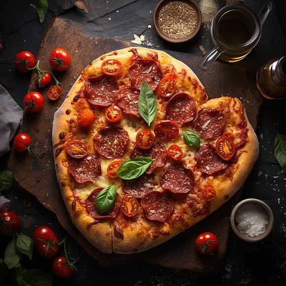 Pizza pepperoni na Walentynki - serca dla ukochanej osoby