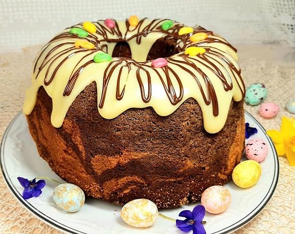 Babka zebra z polewą czekoladową