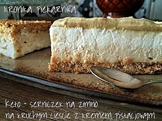Keto serniczek na zimno na kruchym spodzie z kremem pistacjowym