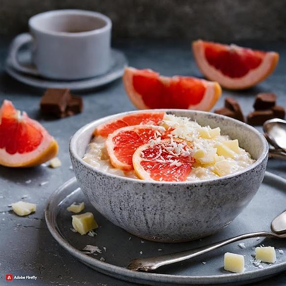 Owsianka z grapefruitem, kokosem i czekoladą