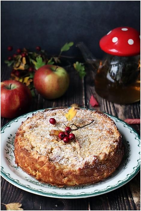 Pudding z rogalików i jabłek