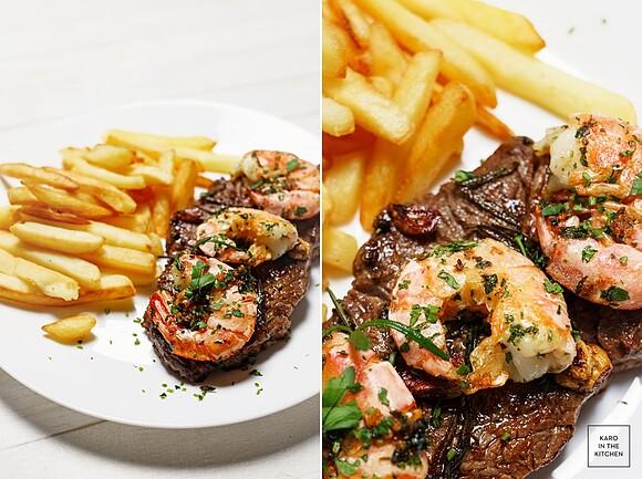 Steki wołowe z antrykotu z krewetkami – ribeye surf & turf