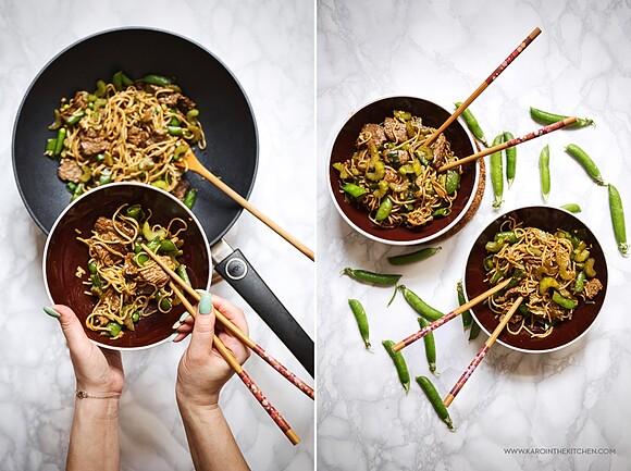 Zielone stir-fry z wołowiną