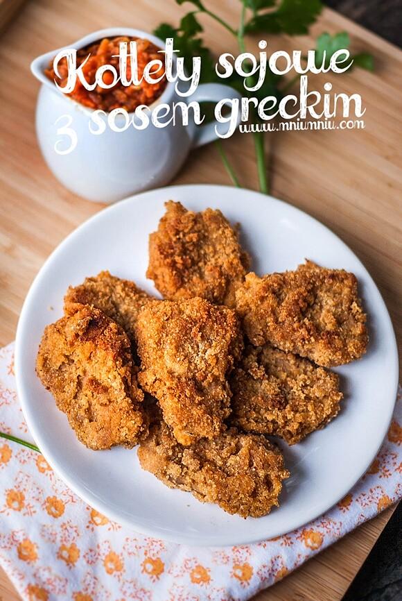 Kotlety sojowe z sosem greckim