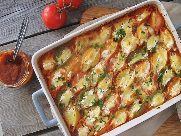 Zapiekane muszle makaronowe conchiglioni
