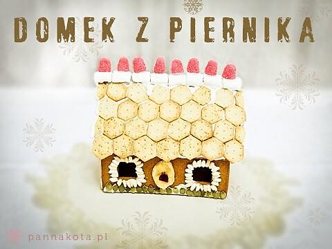 Domek z piernika z dachówkami z ciastek