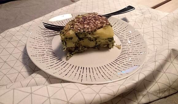 Tortilla ziemniaczana z szpinakiem