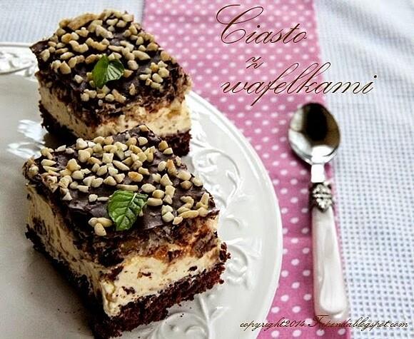 Ciasto z wafelkami Princessa, orzechami i kremem mascarpone