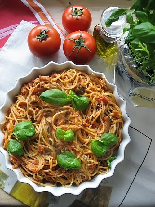 Makaron alla Norma z bakłażanem i mascarpone