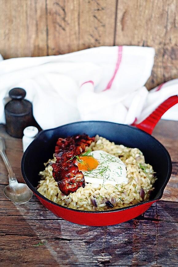 Risotto z czerwoną cebulą i cheddarem