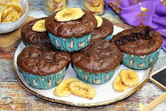 Muffiny bananowo-czekoladowe z jabłkiem bez cukru