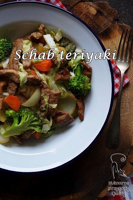 Smażony schab teriyaki z warzywami