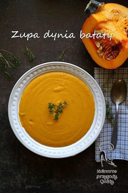 Zupa krem z pieczonej dyni i batatów z mleczkiem kokosowym