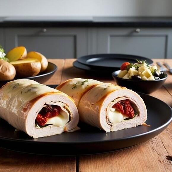 Roladki z indyka z suszonymi pomidorami i mozzarellą
