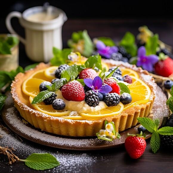 Tarta z kremem waniliowym i owocami leśnymi