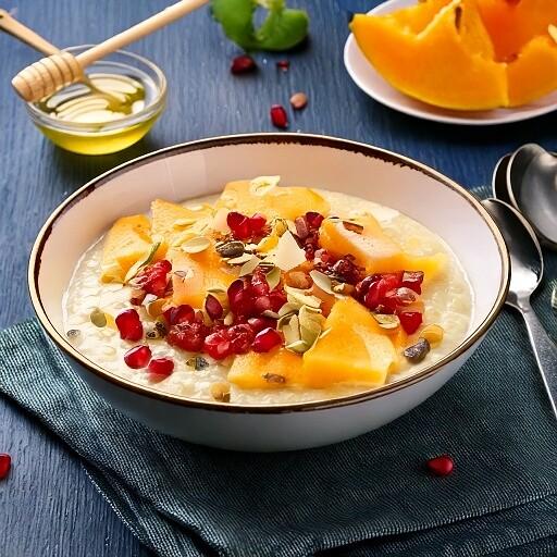 Owsianka z melonem, granatem i pistacjami