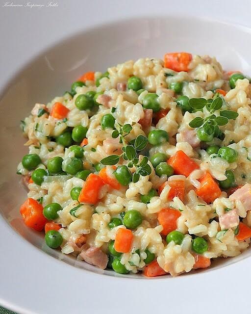 Risotto z groszkiem i marchewką