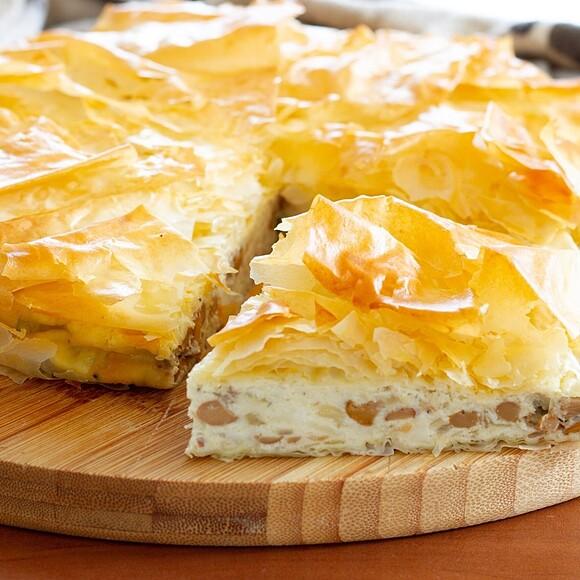 Tarta z kurkami na cieście filo