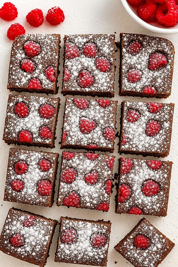 Brownie z malinami