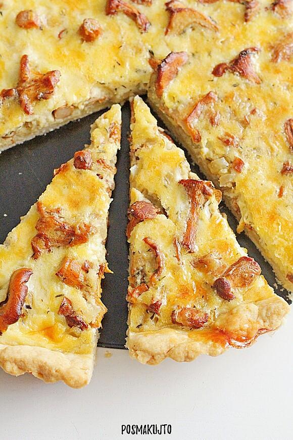 Tarta z kurkami, cebulą i serem cheddar