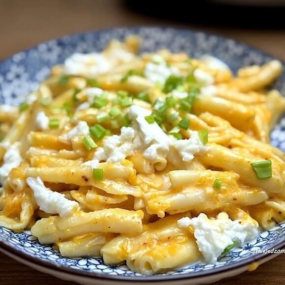 Makaron w sosie dyniowo-śmietankowym z serem