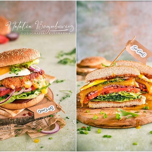 Burger z panierowanym cheddarem