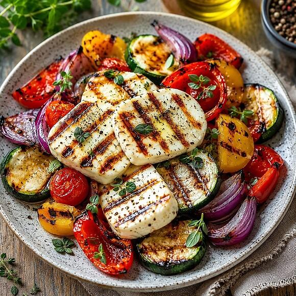 Grillowany halloumi z warzywami