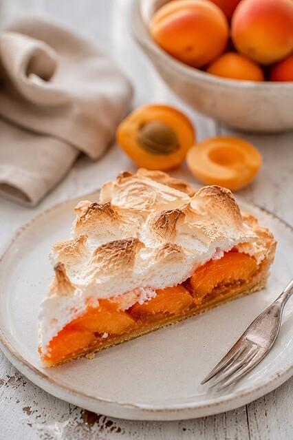 Tarta morelowa z delikatną bezą