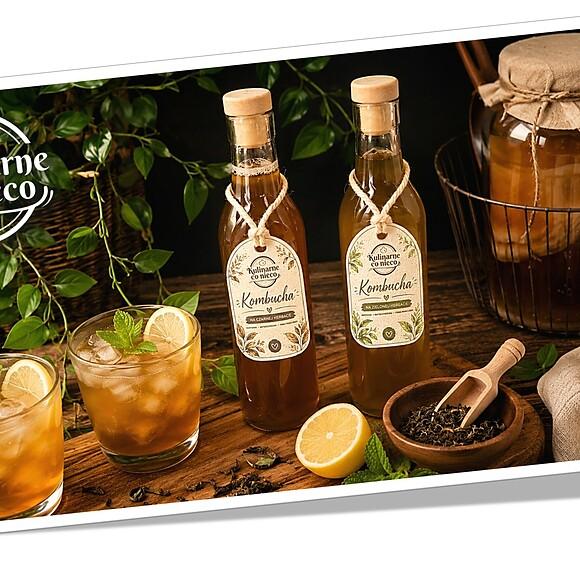 Domowa kombucha na czarnej i zielonej herbacie